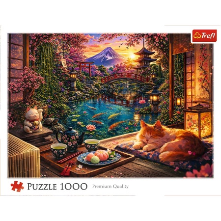 PUZZLE TREFL 1000 PISICA IN GRADINA SAKURA - Img 3