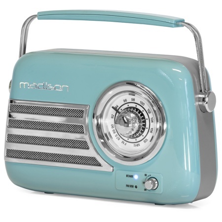 RADIO FM PORTABIL NOSTALGIA 30W CU FUNCTIE BLUETOOTH/AUX -ALBASTRU - Img 2