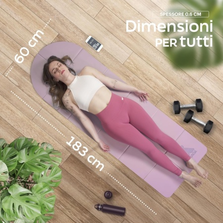 Saltea yoga și pilates profesională antialunecare YoVibe, 183 x 60 cm, pliabilă și impermeabilă, include prosop fitness și geantă de transport, roz - Img 7