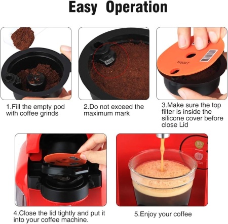 Set 2 Capsule Reîncărcabile Reutilizabile Compatibile Bosch Tassimo RECAFIMIL, Filtru Cafea Reutilizabil 60 ml și 180 ml, Fără BPA - Img 2