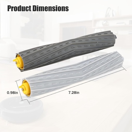Set 2 Role Extractoare Principale din Cauciuc Compatibile cu iRobot Roomba Seriile 800 și 900 (805, 850, 860, 870, 880, 890, 960, 980, 985), Perii Contra-Rotative Fără Peri, Sistem Anti-Încâlcire Păr, Rezistente la Uzură - Img 6