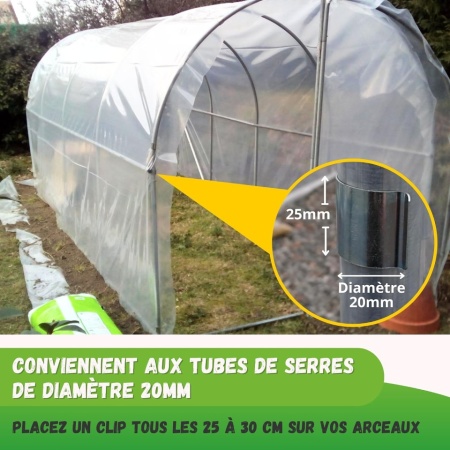 Set 20 clipsuri metalice galvanizate pentru solarii și sere Jarden, diametru 20 mm, cleme fixare folie pe țeavă/arcade - Img 5