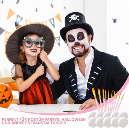 Set 20 Piese pentru Machiaj și Pictură pe Față: 10 Pensule Artistice Diverse Mărimi și 10 Bureți de Machiaj, Peri din Nailon Fin, pentru Copii și Adulți - Img 2