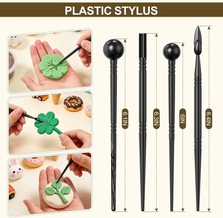 Set 27 unelte pentru modelaj și sculptură lut cu uscare la aer și pastă polimerică, kit complet accesorii pentru olărit, ceramică și proiecte DIY handmade - Img 3