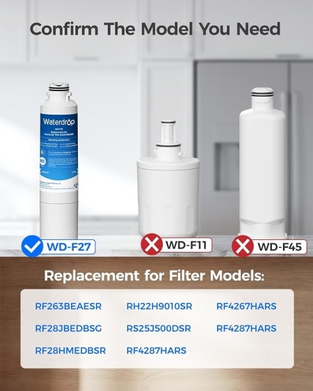 Set 3 filtre de apă pentru frigider Waterdrop WD-F27, compatibil cu Samsung DA29-00020B, HAF-CIN/EXP, bloc carbon activ, certificare NSF - Img 3