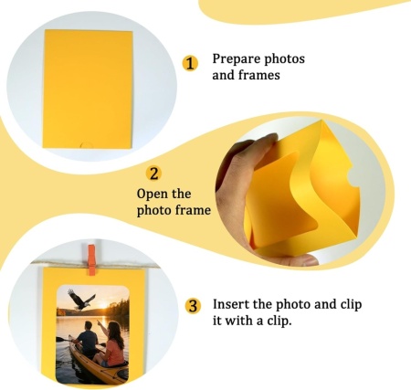 Set 30 Rame Foto din Carton Colorat 10 x 15 cm (4x6 Inch), Fotografii cu 30 Mini Cleme din Lemn și Sfoară de Iută 6 m, Ghirlandă DIY pentru Absolvire, Nunți, Petreceri, Clasă și Decor Casnic, Multicolor - Img 6