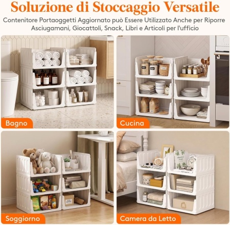 Set 5 Cutii Modulare de Depozitare cu Sertar Lifewit, Capacitate 24L per Unitate, Sistem Suprapozabil Anti-Cădere, Organizator Haine și Dressing, Alb - Img 7