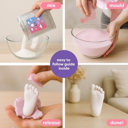 Set Amprenta 3D din Ghips pentru Mâna și Piciorul Bebelușului, Kit DIY pentru Amintiri, Cadou Ideal pentru Naștere sau Botez, Non-Toxic - Img 7