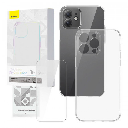 Set husa transparenta si sticla securizata Baseus Corning pentru iPhone 12