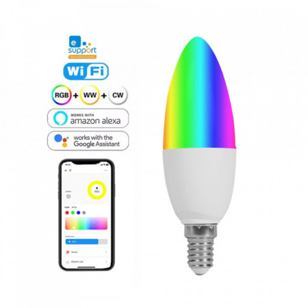 SmartWise E14 Wi-Fi + eWeLink-Remote (Bluetooth) bec inteligent, 5W, reglabil alb cald/rece + lumina color RGB - Img 3