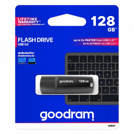Stick USB Goodram 128 GB USB 3.2 Gen 1 60 MB/s (rd) - 20 MB/s (wr) flash drive black (UMM3-1280K0R11) - Img 3