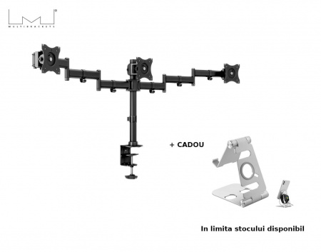 Suport pentru 3 monitoare Multibrackets 3385, 15"- 27", max. 8 kg / monitor, Negru - Img 2