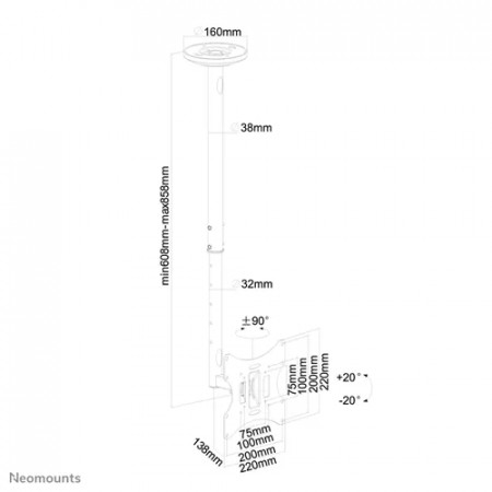 Suport pentru televizor , NewStar , FPMA/C060BLACK 10”/40” VESA max 200x200 20 kg , negru - Img 6