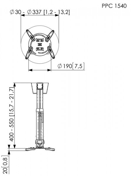 Suport tavan videoproiector Vogel's PPC1540, reglabil, max.20 kg, alb - Img 3