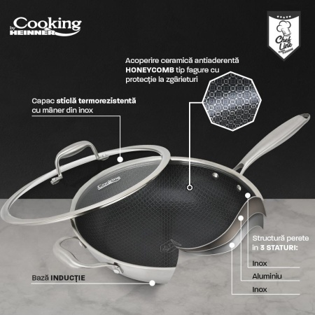 TIGAIE WOK INOX+CAPAC 30x8.5CM,TITANIUM3 - Img 6