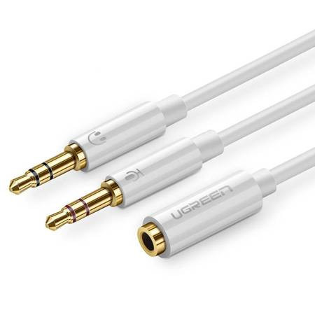 UGREEN AV140 AUX audio splitter casti + microfon la cablu mini jack de 3,5 mm, ameliniu (alb)