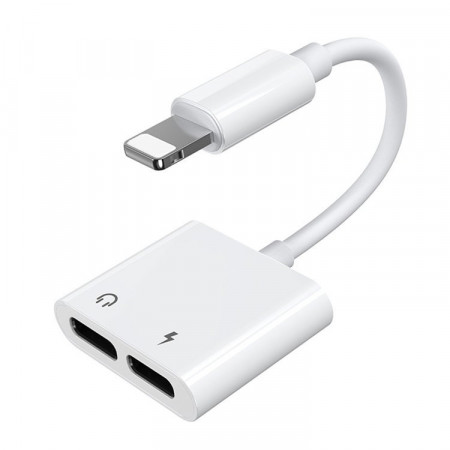 Adaptor audio + incarcare Joyroom Lightning - 2x Lightning white (S-Y104)