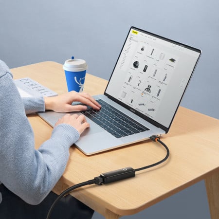 Adaptor de retea extern USB tip C din seria Baseus Lite - RJ-45 1Gbps (1000Mbps) negru (WKQX000301) - Img 2