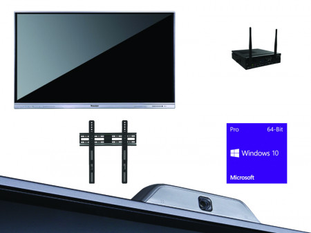 All In One Interactiv DONVIEW DS-75IWMS-L05A, camera videoconferinta, suport de perete, OPS i3 si Windows 10