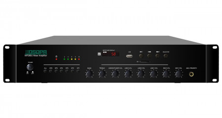 Amplificator 60W cu mixer DSPPA MP260U, 6 zone, USB/SD/Tuner, intrari 2Mic si 3Line, 100V