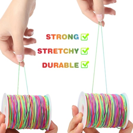 Ață Elastică pentru Brățări, 1 mm × 100 m, Design Curcubeu / Multicolor, Material TPE și Nailon, Ideală pentru Bijuterii DIY și Crafting - Img 3