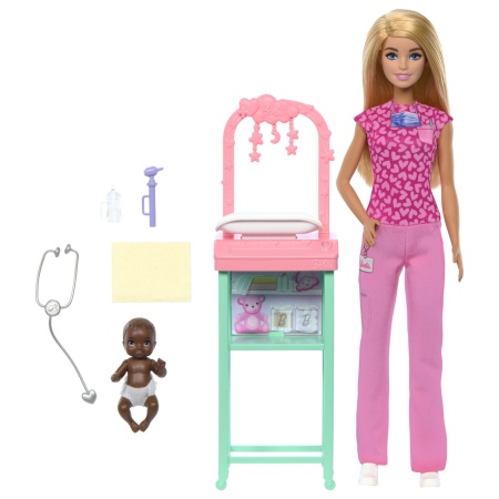 BARBIE SET DE JOACA PAPUSA BARBIE BLONDA FACE CARIERA PEDIATRU - Img 2
