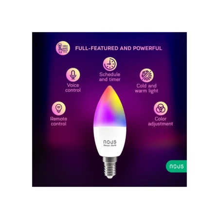 Bec Nous P4 smart Tuya Wi-Fi RGB (dulie E14), compatibil Matter - Img 2