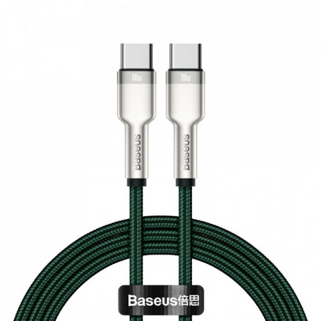 Cablu Baseus Cafule Metal Data USB Type C - USB Type C 100 W (20 V / 5 A) Power Delivery 1 m green (CATJK-C06)