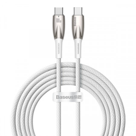 Cablu Baseus Glimmer Series cu incarcare rapida USB-C 480Mb/s PD 100W 1m alb