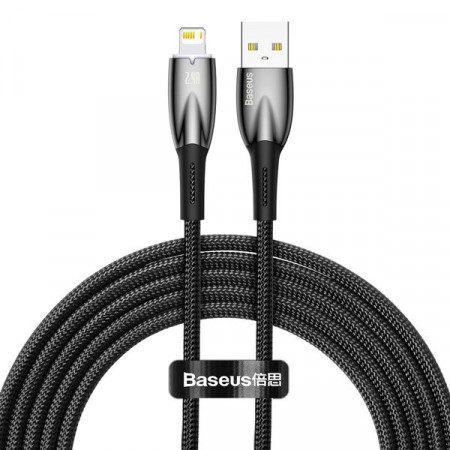 Cablu Baseus Glimmer Series cu incarcare rapida USB - Lightning 480Mb/s 2.4A 2m negru