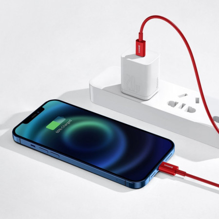 Cablu Baseus Superior USB Type C - Lightning fast charging data cable Power Delivery 20 W 1 m red (CATLYS-A09) - Img 4