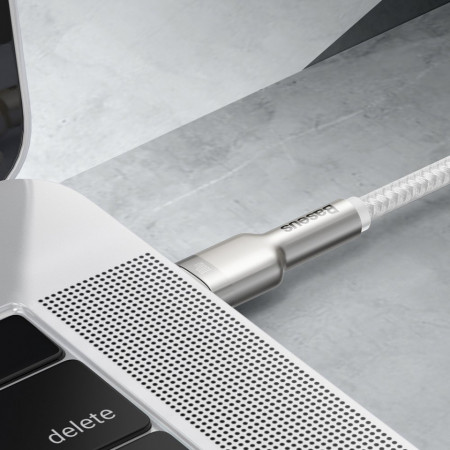 Cablu de date Baseus Cafule Metal USB Tip C - USB Tip C 100 W (20 V / 5 A) 2 m alb (CATJK-D02) - Img 5