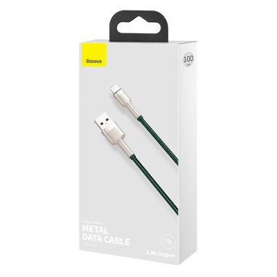 Cablu de date metalic Baseus Cafule Series USB - Lightning 2.4A 1 m verde - Img 6