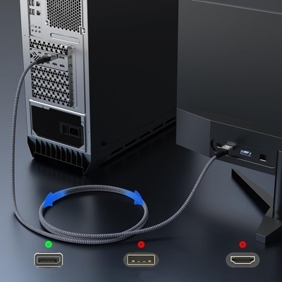 Cablu DSC Wozinsky WPS-16AYL2S DisplayPort 2.1 80Gb/s 16K@60Hz 8K@120Hz 4K@240Hz HDR HDCP - negru - Img 4