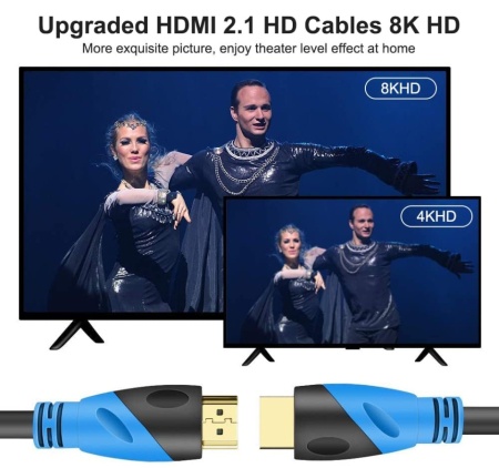 Cablu HDMI 2.0 4K/60Hz de 10 Metri (Viteză 18Gbps), Conectori Platiți cu Aur, Suport Ethernet, ARC și Video 3D, Compatibil PlayStation, PC, HDTV - Img 2