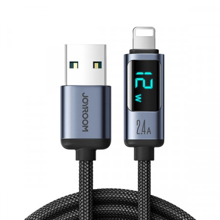 Cablu Lightning - USB A 2.4A 1.2m cu display LED Joyroom S-AL012A16 - negru