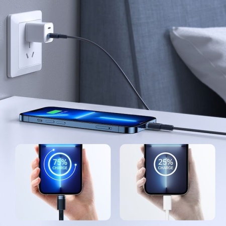 Cablu pentru incarcare si transfer de date Joyroom S-1224N9, USB Type-C/Lightning, PD 20W, 1.2m, Bleumarin - Img 3