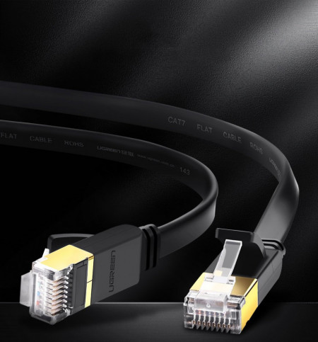 Cablu plat Ugreen Cablu de rețea Internet Ethernet RJ45 Cat 7 STP LAN 10 Gbps 10 m Negru (NW106 11265) - Img 3