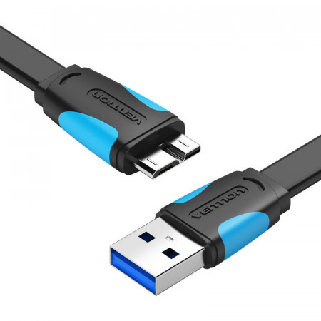 Cablu plat USB3.0 A la Micro B Vention VAS-A12-B050 0,5 m negru - Img 2