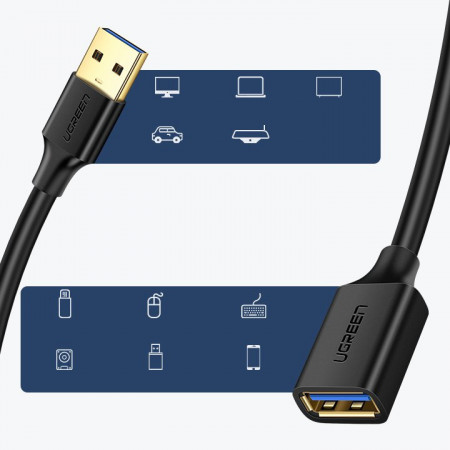 Cablu prelungire Ugreen USB 3.0 (female) - USB 3.0 (male) 1m black (10368) - Img 3
