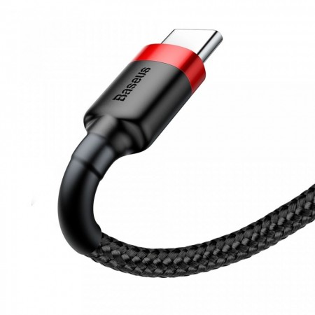 Cablu Type C , QC3.0 , 2.4A , 2M, BASEUS Cafule Durable Nylon, negru+rosu - Img 5