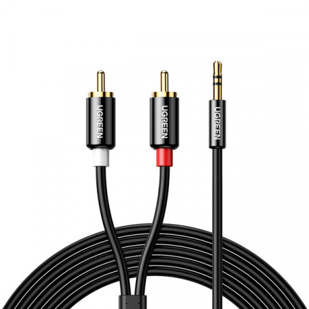 Cablu Ugreen cablu audio mini jack 3,5 mm - 2RCA 1,5 m negru (AV116)