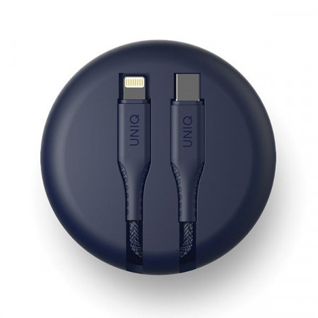 Cablu UNIQ MFI Halo cu cablu retractabil USB-C la Lightning 18W 1.2m - albastru