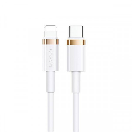 Cablu USAMS USB-C la Lightning 1.2M incarcare rapida 20W alb