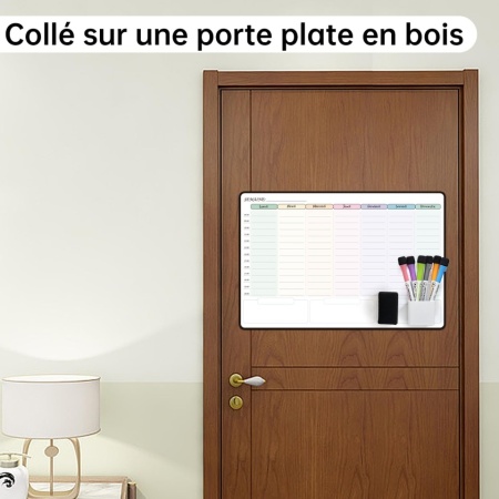 Calendar / Planificator Săptămânal Adeziv pentru Perete Tableau Blanc, Limba Franceză, Dimensiune 42 x 28 cm, cu Accesorii Incluse - Img 3
