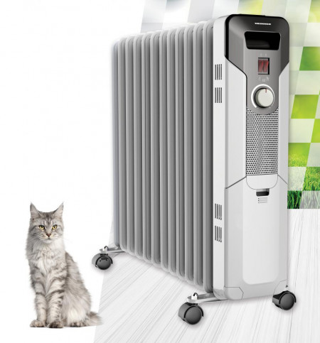 Calorifer electric cu ulei Heinner HOH-Y13S, 2500 W, 13 elementi, protectie supraincalzire, termostat reglabil, alb