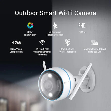 Camera de supraveghere Ezviz CTQ3N, Wi-Fi, 1080P, Smart Home, IR 30 m, Motion Alert, Night Vision, Alexa, White - Img 5