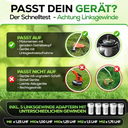 Cap de Tăiere cu Fir Heckenpracht pentru Motocoasă, Buton Din Oțel, Sistem Tap &amp; Go și Easyload, Filet Stânga, 5 Adaptoare Incluse - Img 5