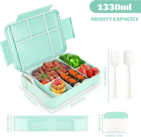 Caserolă Typec Home pentru Prânz Copii, Incasabilă, Capacitate 1350 ml, Cutie Sandwich și Gustări pentru Școală, Fără BPA - Img 6