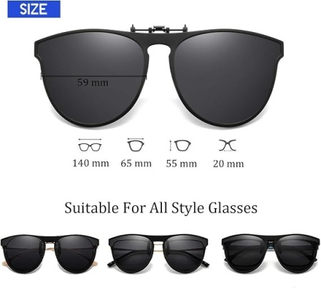 Clip-on ochelari de soare polarizati si rabatabili (flip-up), rama usoara TR90, atasabili peste ochelari de vedere, pentru sofat, pescuit si activitati in aer liber - Img 2